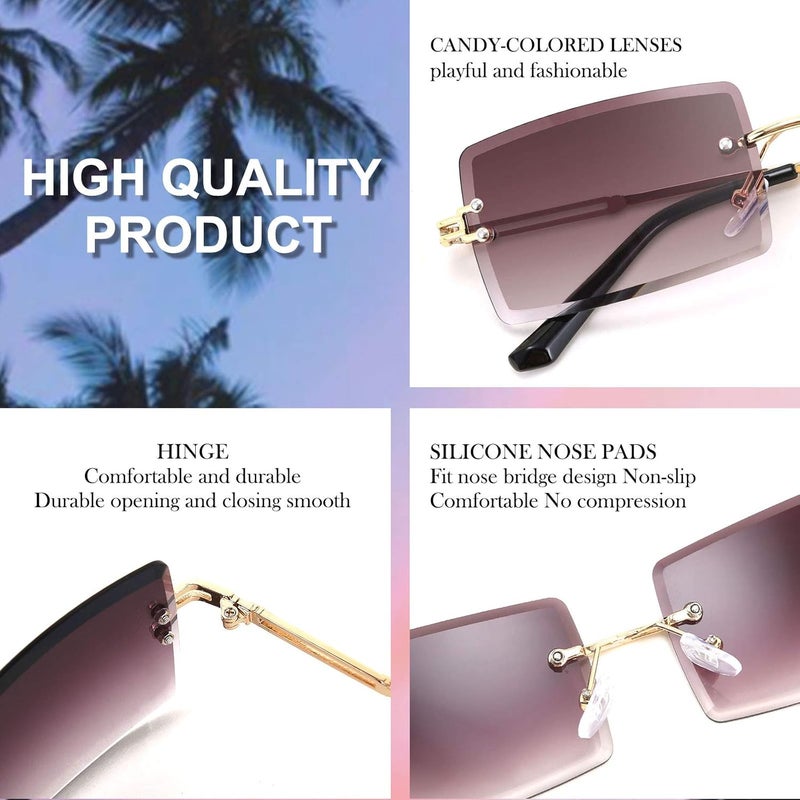 FEISEDY Vintage Rimless Sunglasses Rectangle Frameless Candy Color Glasses Women Men B2642 - Image 5